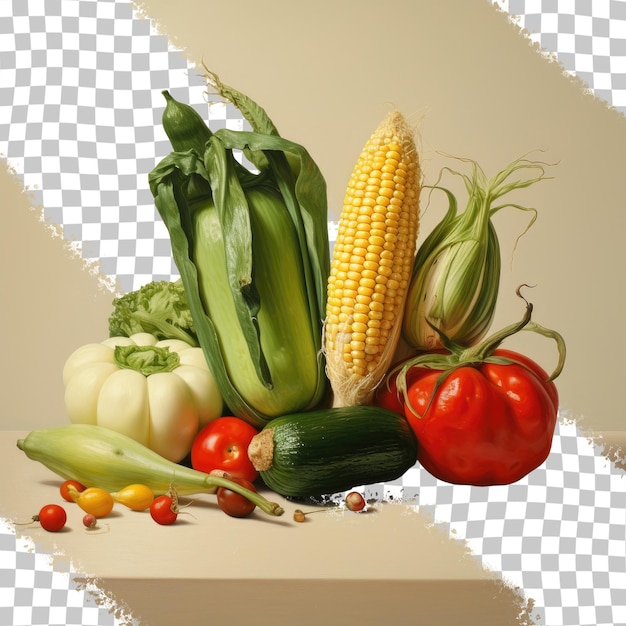 Various vegetables on a transparent background