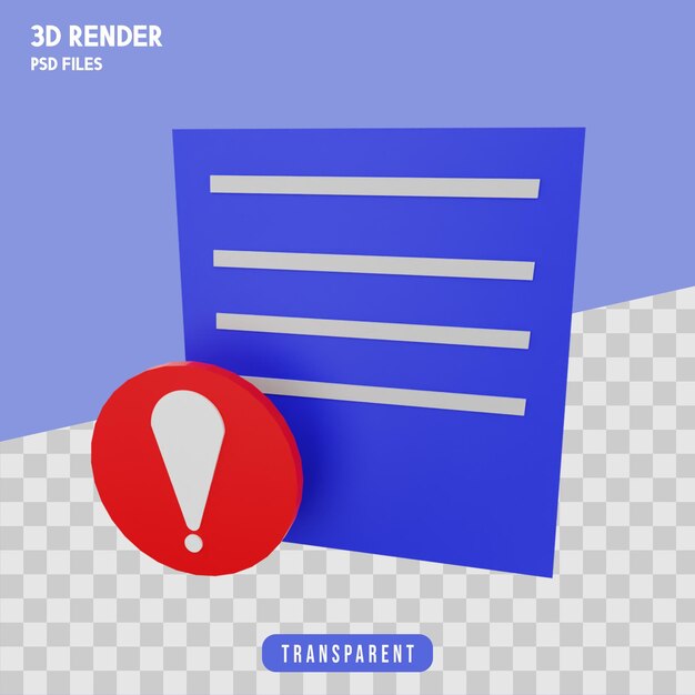Varoitusviesti 3D-renderöinti Eristetty kuvake