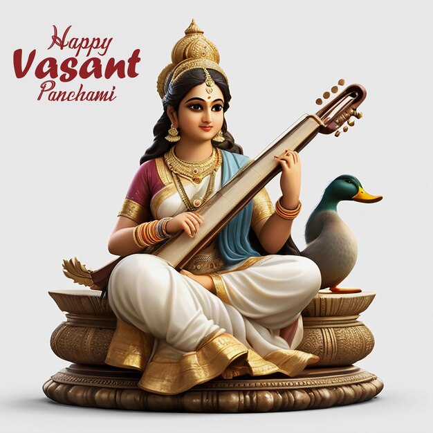 Template del poster del festival vasant panchami con la bontà saraswati