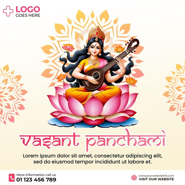 PSD vasant panchami psd creative post for social media saraswati puja