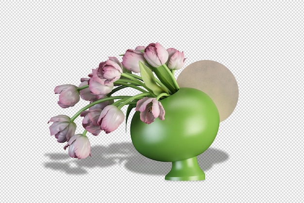 PSD vase of flowers in 3d rendering