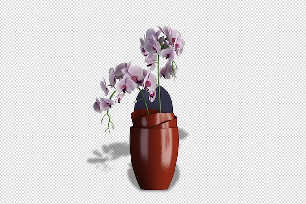 vase of flowers in 3d rendering