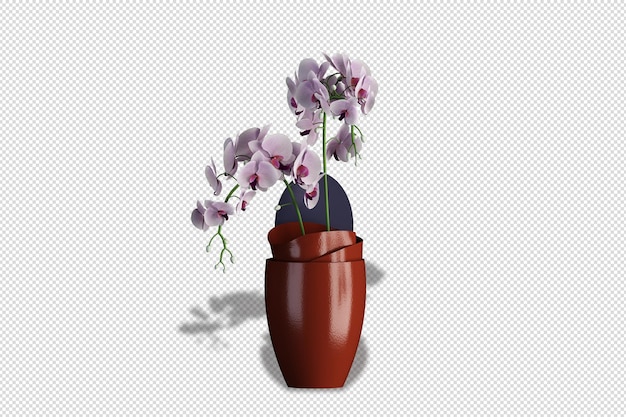 PSD vase of flowers in 3d rendering