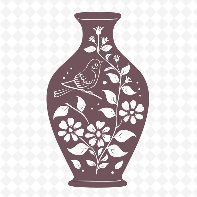 PSD a vase with a bird on it and a bird on the top