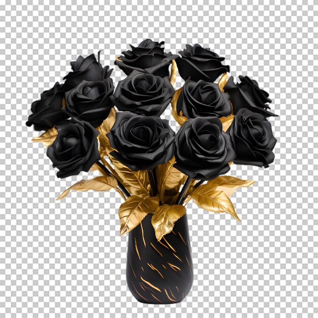 PSD vaso con fiore nero isolato su sfondo trasparente