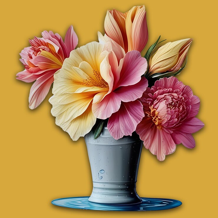 PSD vase with flowers design