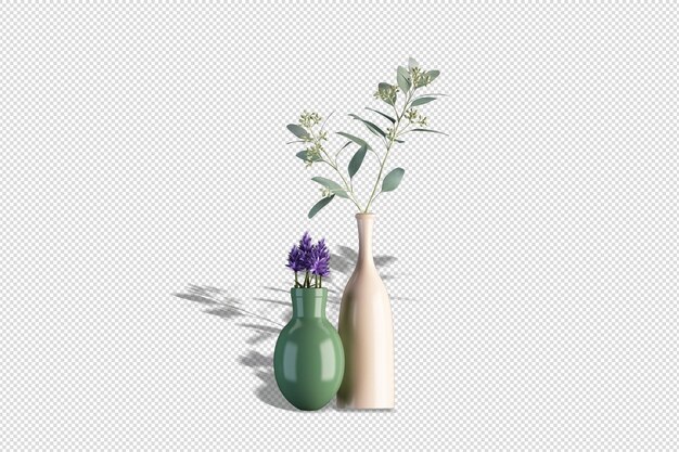 3dレンダリングでドライフラワーの花瓶