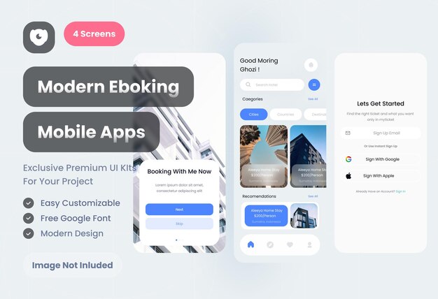 PSD vastgoed mobiele apps ui kit sjabloon