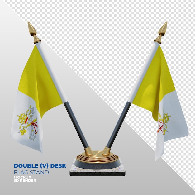 Vaticaanstad realistische 3d getextureerde dubbele bureauvlagstandaard voor compositie