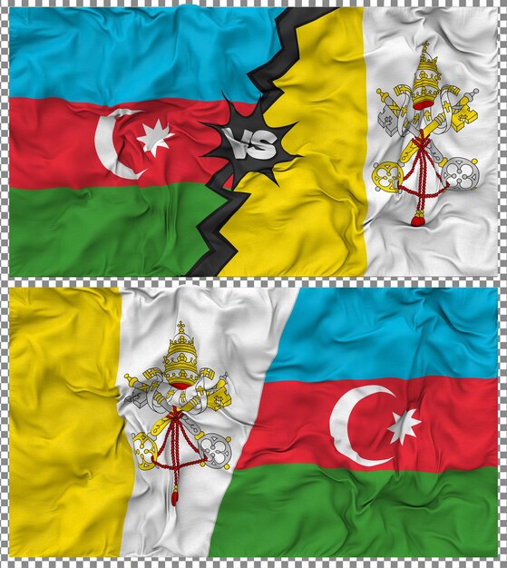 Vaticaanstad versus Azerbeidzjan Halve gecombineerde vlag Cloth Bump Texture 3D Rendering