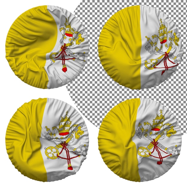 PSD bandiera della città del vaticano di forma rotonda isolata con diversi stili di ondulazione bump texture rendering 3d