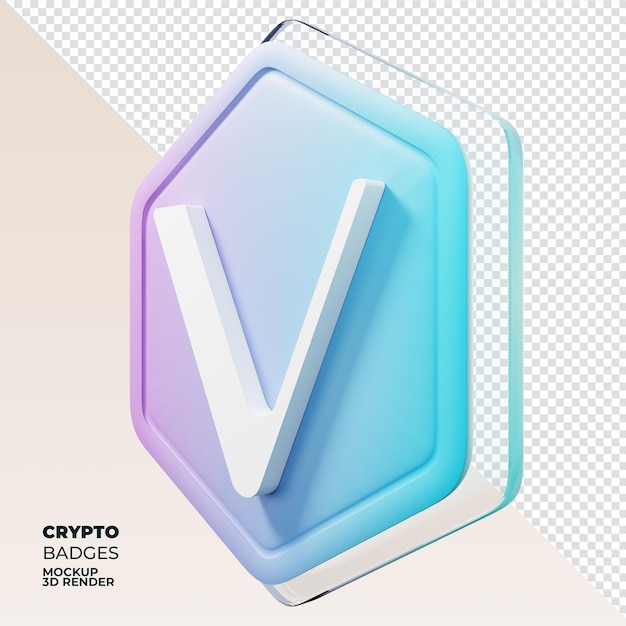 Vechain Vet Badge Widok Z Prawej Strony Monety Renderowania 3d