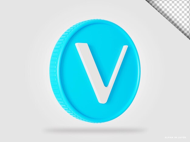 PSD vechain vet cryptocurrency coin 3d rendering isolated