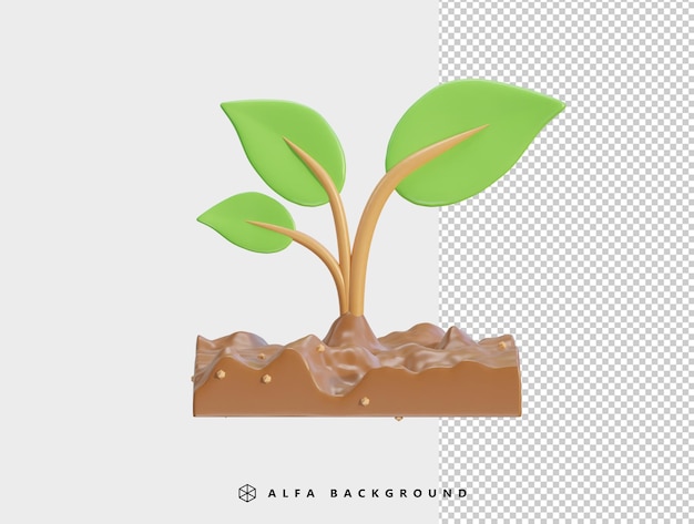 PSD vector 3d farming on soil and plant environment vector icon illustration for farming