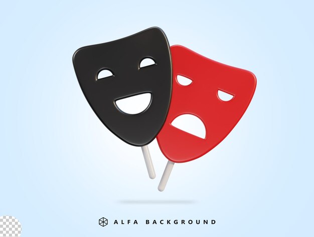 PSD vector 3d mask cinema icon in vector illustration 3d rendering