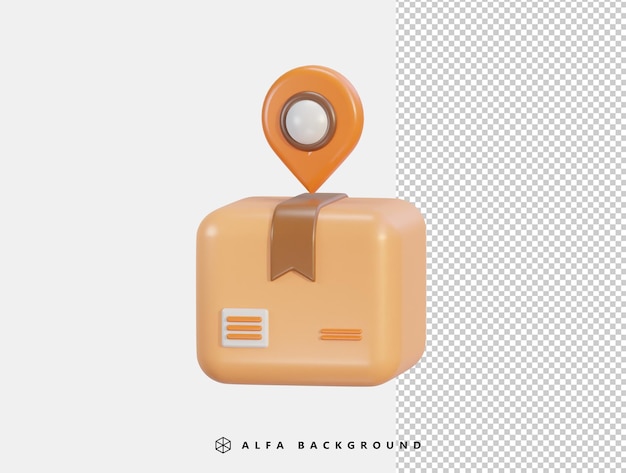 Vector 3d realistic package location map pin delivery vector icon illustration for destination