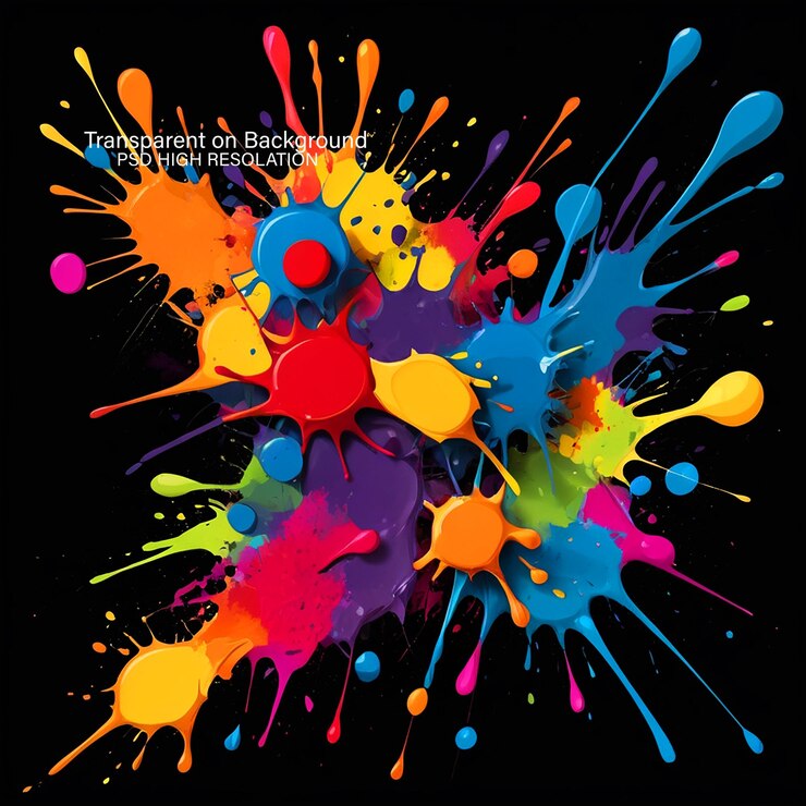 PSD vector abstract watercolor splash hand drawn design on transparent background