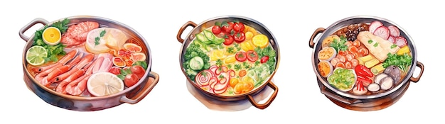 vector aquarel hot pot chinees eten illustratie