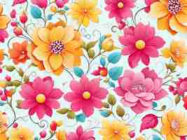 PSD vector colorful flowers seamless pattern