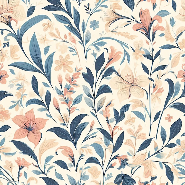 PSD vector colorful flowers seamless pattern