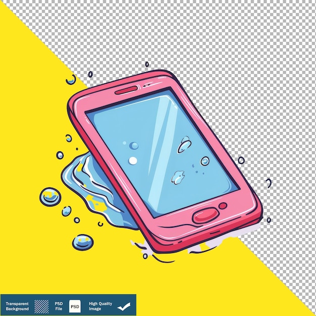PSD vector cute phone cartoon icon transparante achtergrond png psd