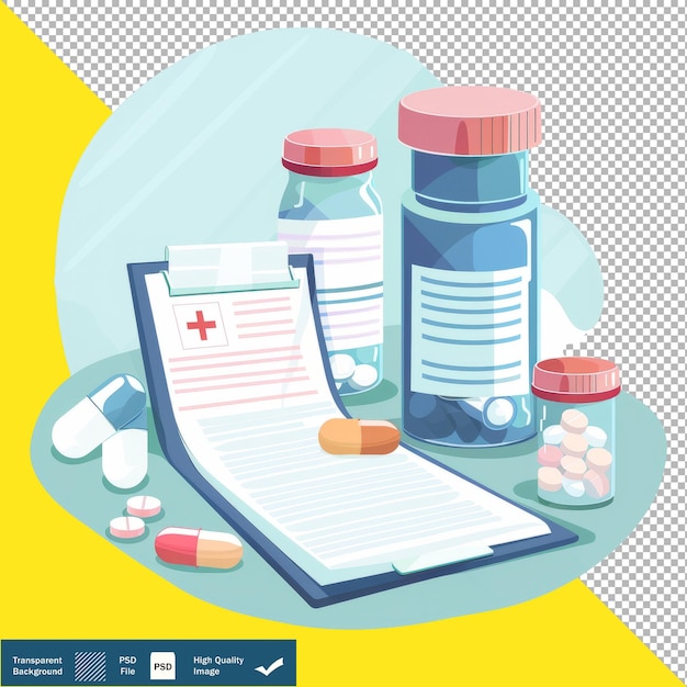 PSD vector cute prescription pad cartoon przezroczyste tło png psd