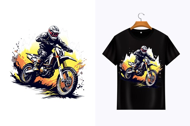 PSD vector extreme dirt bike cartoon vector illustration biker t shirt design