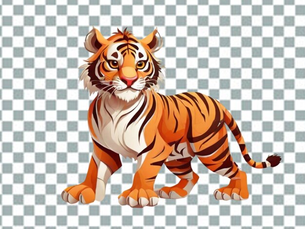 PSD vector flat set of cute tigers in various poses isolated on white background