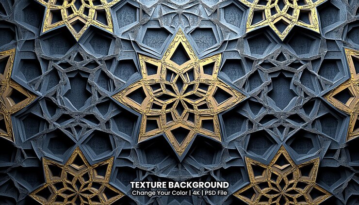 PSD vector golden arabic ornament on a texture background