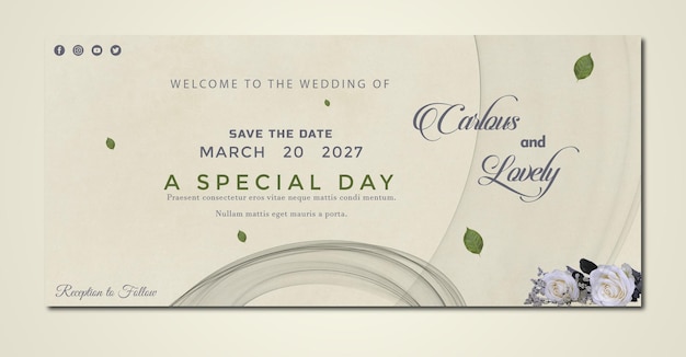 PSD vector gradient wedding celebration horizontal banner template