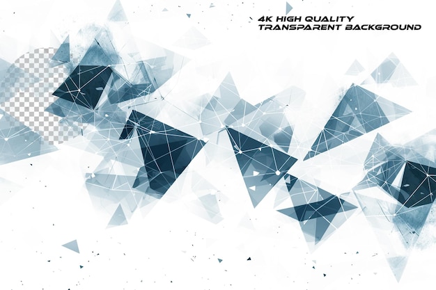 Vector graphic of a triangle pattern with blue and grey on transparent background