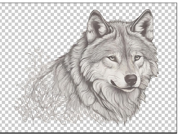 PSD sfondo del logo a contorno di lupo disegnato a mano