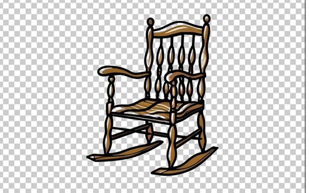 PSD vector hand drawn wooden rocking chair