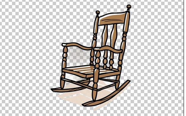 PSD vector hand drawn wooden rocking chair