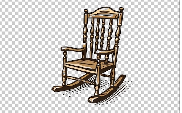 PSD vector hand drawn wooden rocking chair