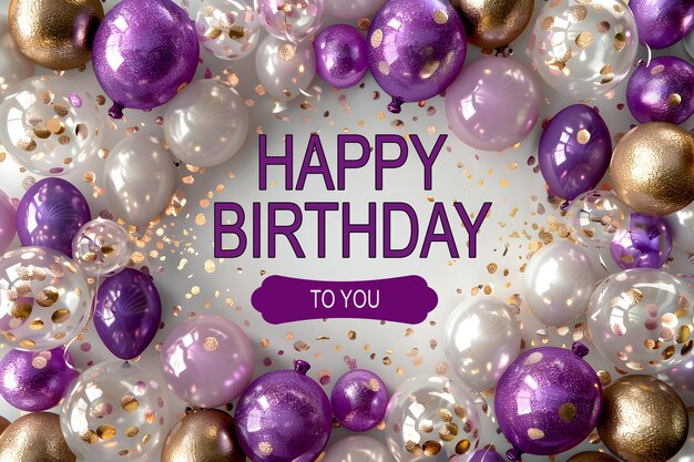 PSD vector happy birthday with frame and balloons