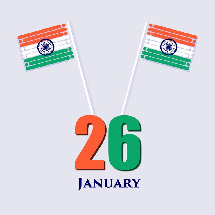 PSD वेक्टर हैप्पी रिपब्लिक डे 2024 26 जनवरी भारतीय ध्वज के साथ