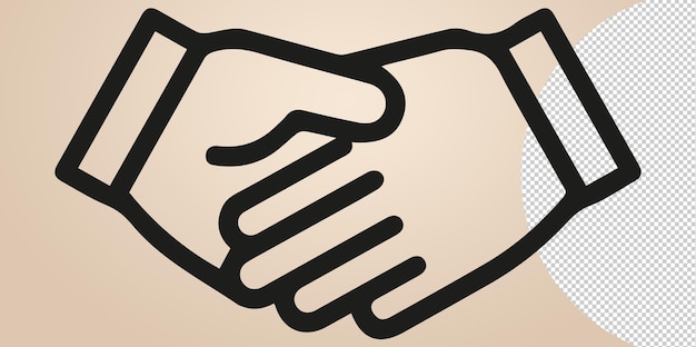 PSD vector illustration of shake hands icon in dark color and transparent background