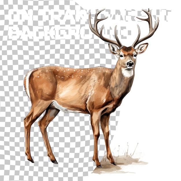 PSD 透明な背景に隔離された角を持つ隔離された透明尾の鹿のバックのベクトル画像