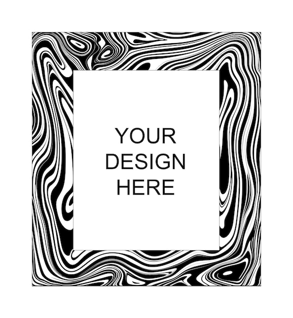 PSD vector instant photo frame black and white with zebra stripes pattern