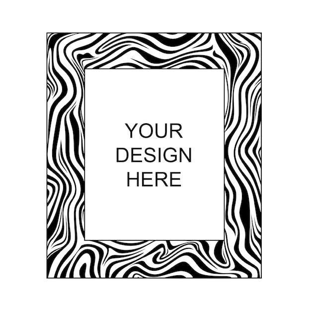 PSD vector instant photo frame black and white zebra stripes