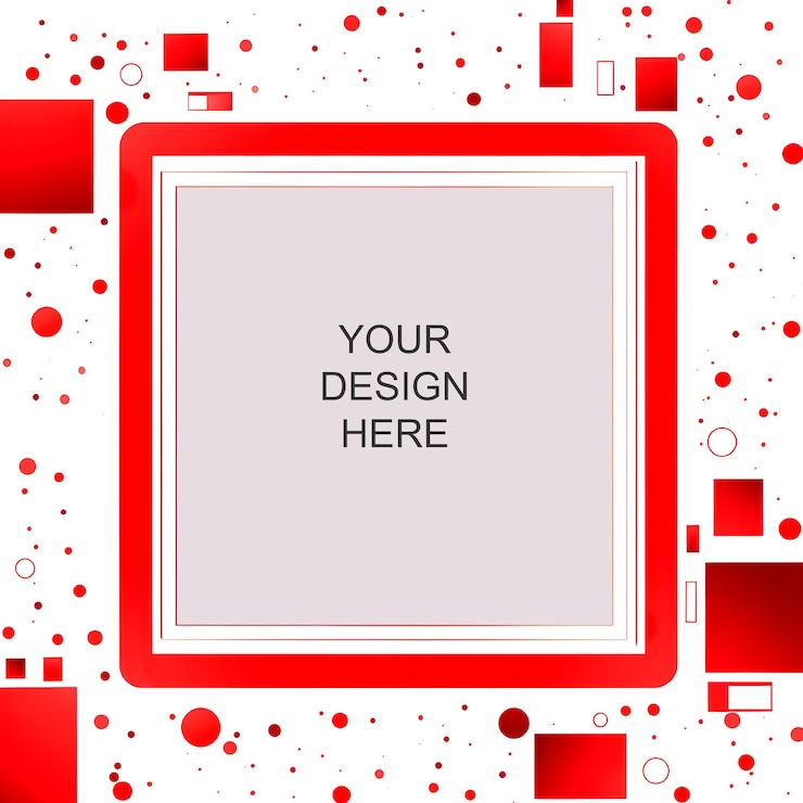PSD vector instant photo frame with red_shapes