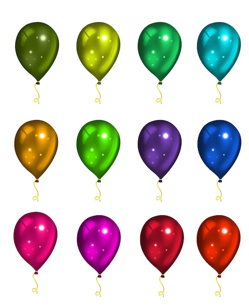 Vector laag schattige en kleurrijke decoratieve ballonnen