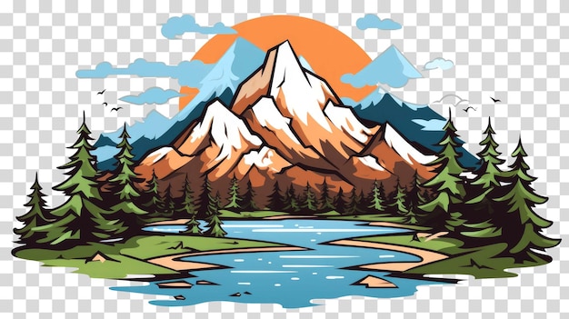 PSD vector landscape png on transparent background