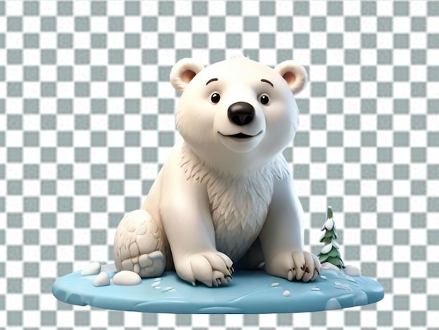 Vector little polar bear sitting on ice