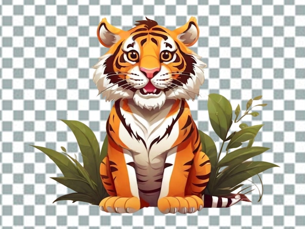 PSD vector platte set van schattige tijgers in verschillende poses geïsoleerd op witte achtergrond