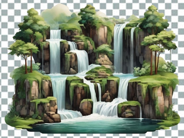 PSD vector realistic waterfall and rocks png