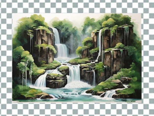 PSD vector realistische waterval en rotsen png