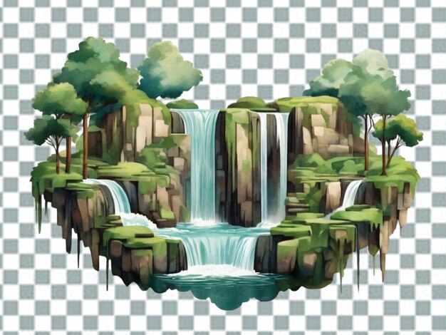 PSD vector realistische waterval en rotsen png