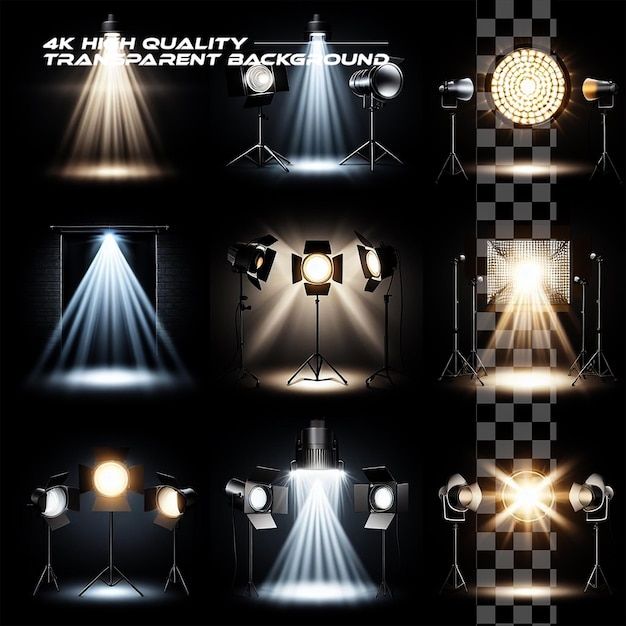 PSD vector set of lights light sources studio lights walls spotlight light spotlight light effect